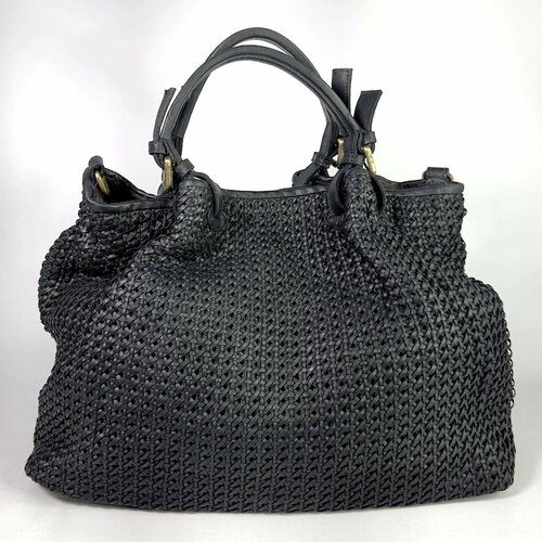 Сумка шоппер Vera Pelle, фактура матовая, черный