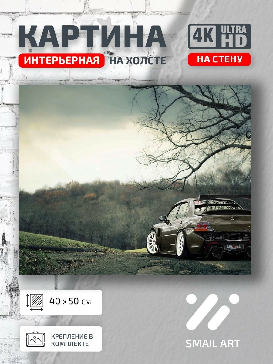 Картина на холсте интерьерная 40 на 50 на стену Lancer Evolution для кабинета атмосфера