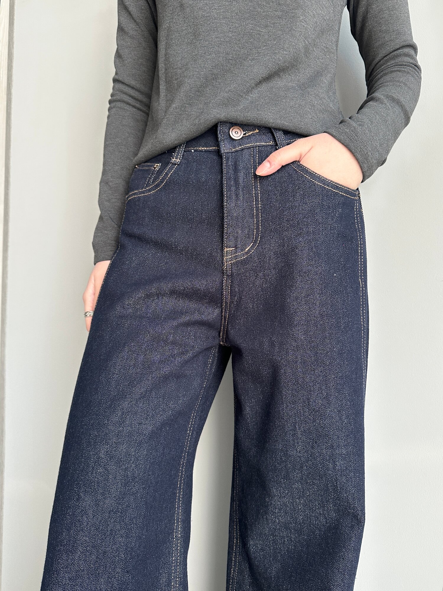 Джинсы багги INK Темно-синий, размер M, темно-синий — фото 1