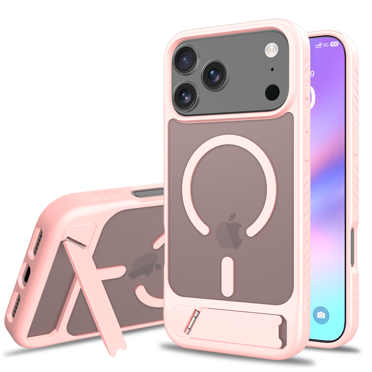 Чехол для Apple iPhone 17 Pro Max / Айфон 17 Про Макс, soft touch, накладка, поликарбонат (PC), защита камеры, ударопрочный, встроенная подставка, усиленные углы, Apple, Apple iPhone 17 Pro Max, pink,