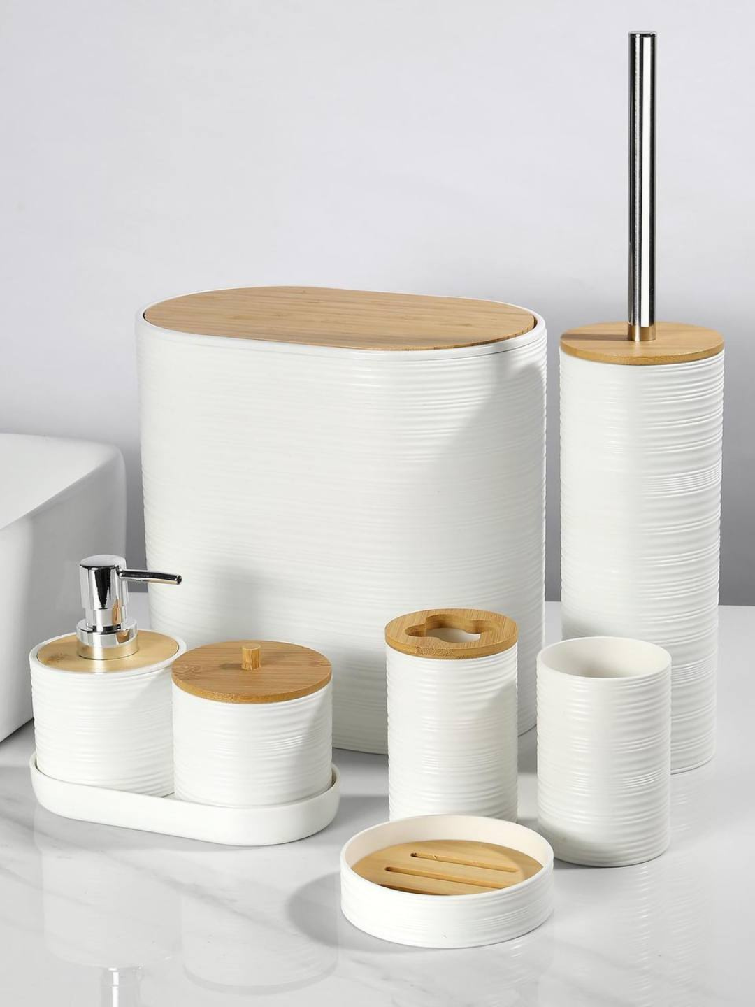 Керамический набор для ванной — 6 предметов, чёрный, стильный дизайн