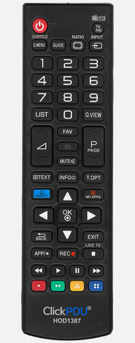 Изображение товара Пульт дистанционного управления ClickPDU HOD1387, для телевизоров LG, ИК, питание 2xAAA, чёрный