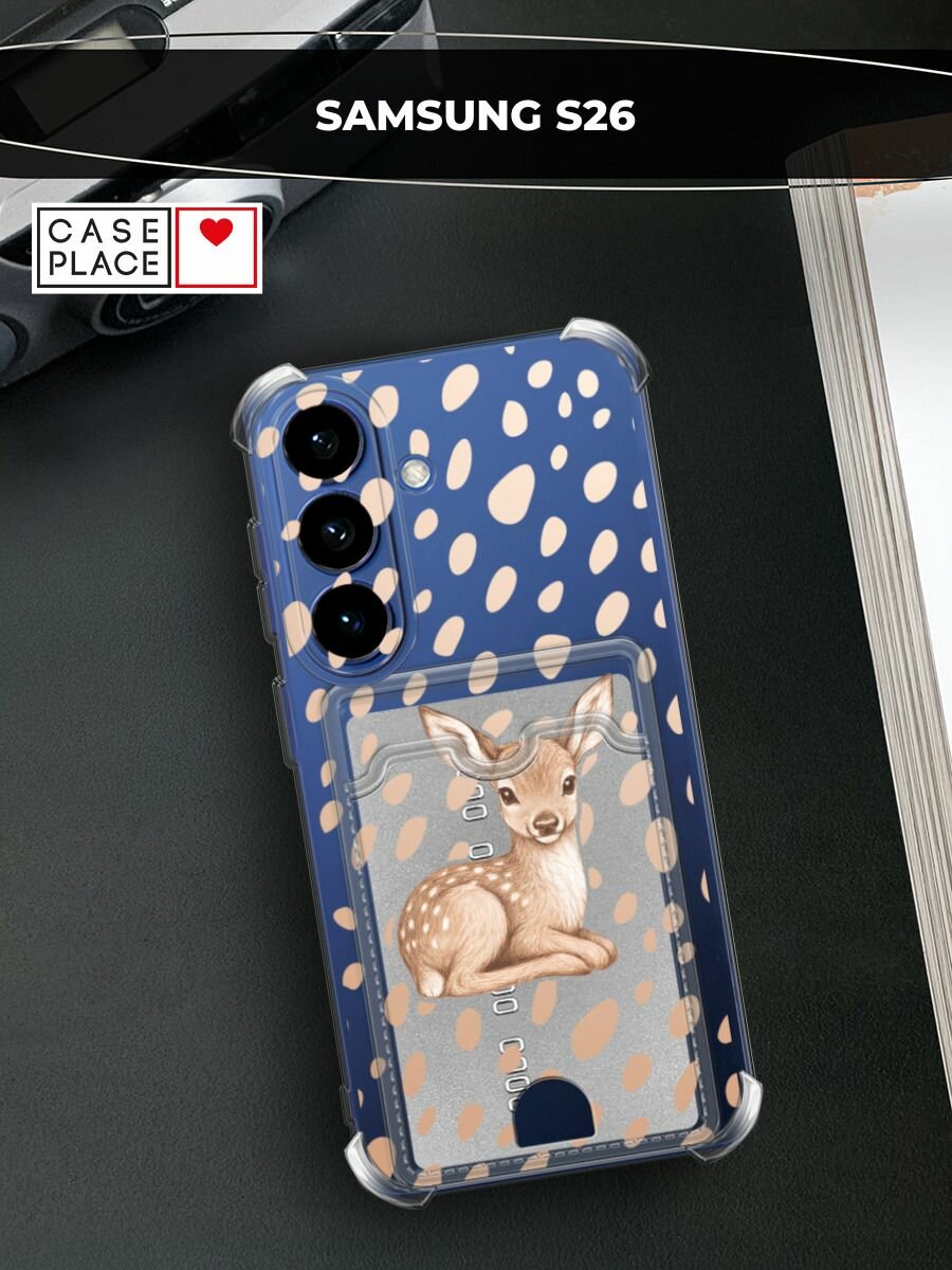 Чехол на Samsung S26 (Самсунг S26) с картой и принтом Милый Бэмби 2