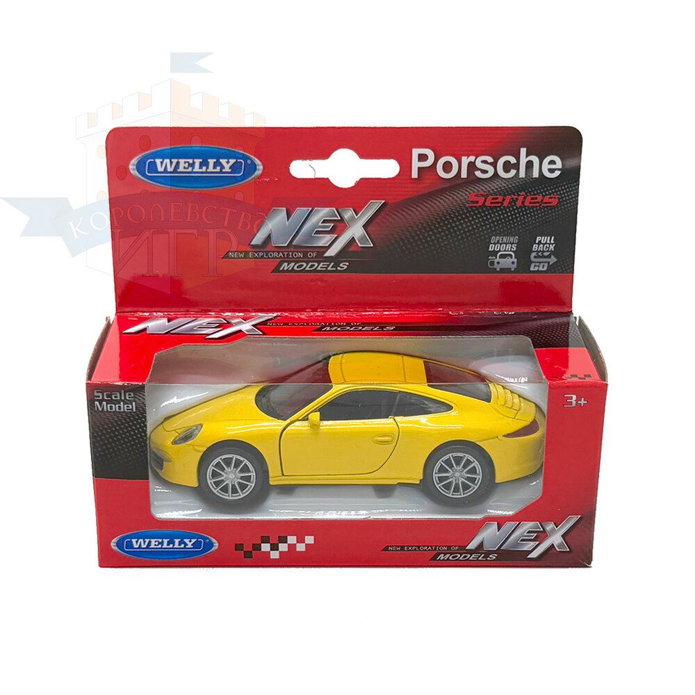Машинка Welly Porsche 911 Carrera S, желтый, 1:38, арт.43661W
