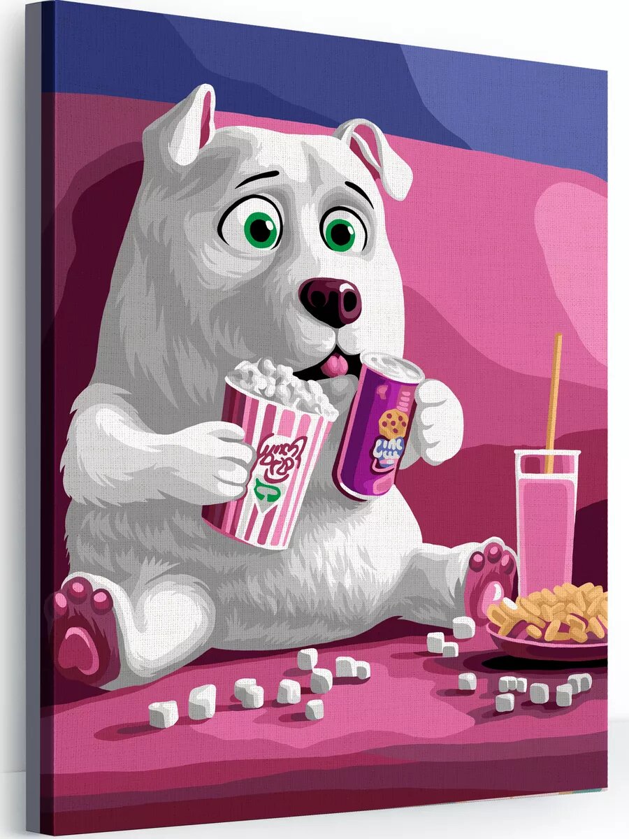 Картина по номерам на холсте с подрамником 40х50 см Вечерний киносеанс