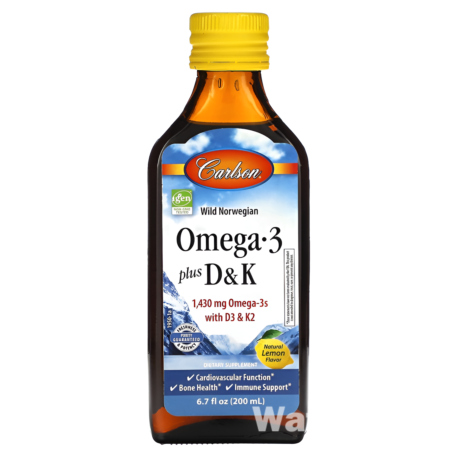 Жидкий Омега-3 + витамин D3 и K2 Carlson N200 ml — здоровье сердца, костей и иммунитета