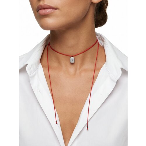 Колье LU Jewel, длина 79 см, серебряный, красный