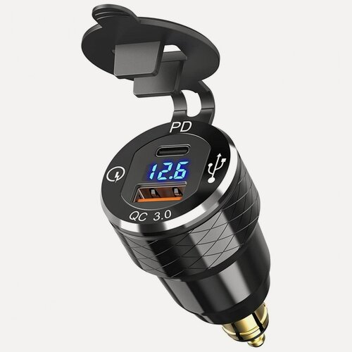 Изображение товара Зарядное устройство MyPads USB PD 3.0 Type C для мотоциклов Ducati BMW Triumph 12-24 В