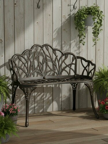 Изображение товара Кованая садовая скамья TetChair: алюминий бронза, 99x56x76 см