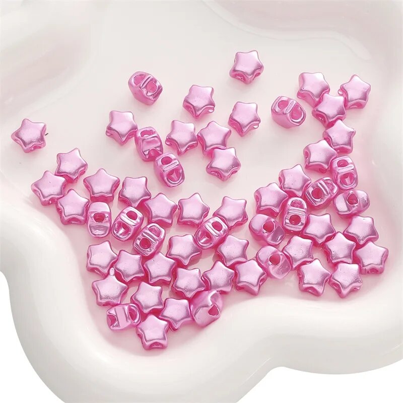 JXLOVEWJ перламутровые акриловые бусины с пятиконечной звездой Розовый, hot pink 10pcs
