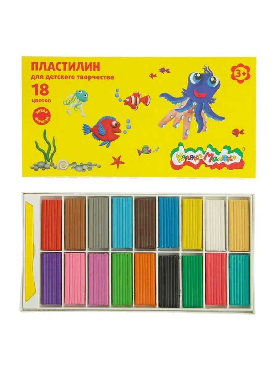 Пластилин «Каляка-Маляка», 18 цветов 270 г, стек