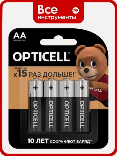 Изображение товара Батарейки OPTICELL AA щелочные алкалиновые пальчиковые для бытовой техники, длительного хранения, надежного питания