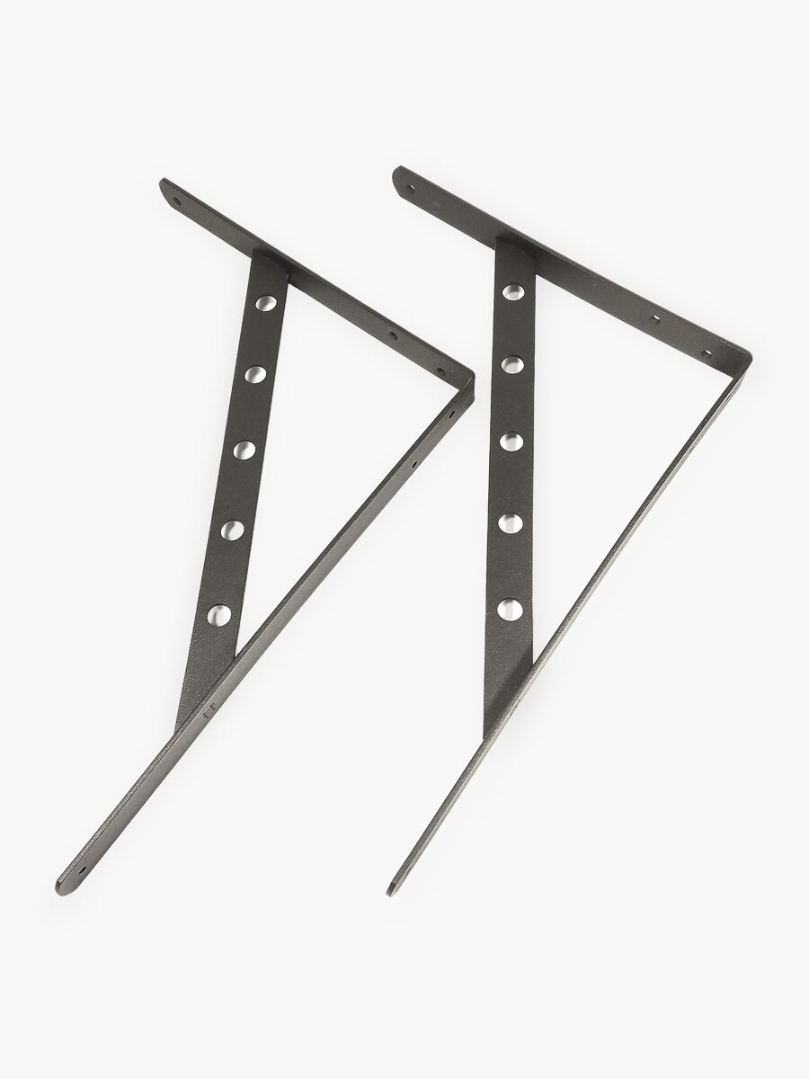 Кронштейн для полки усиленный, сталь чёрный, 350х250х25мм, 2 шт.