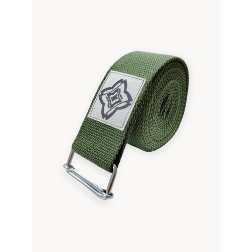 Ремень для йоги CASTRA 2.5м, хлопок, регулируемая длина, зеленый