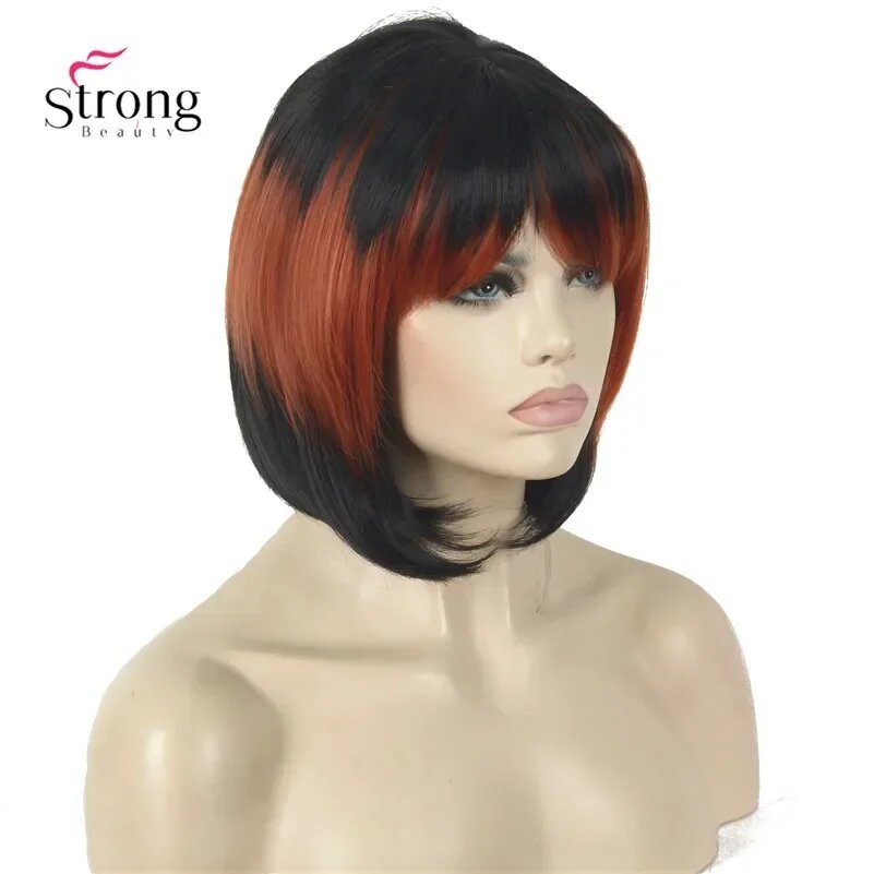 StrongBeauty коричневый синтетический парик боб