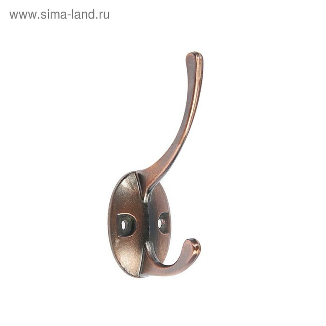 Крючок мебельный тундра TKD008, двухрожковый, цвет медь, 1 шт.