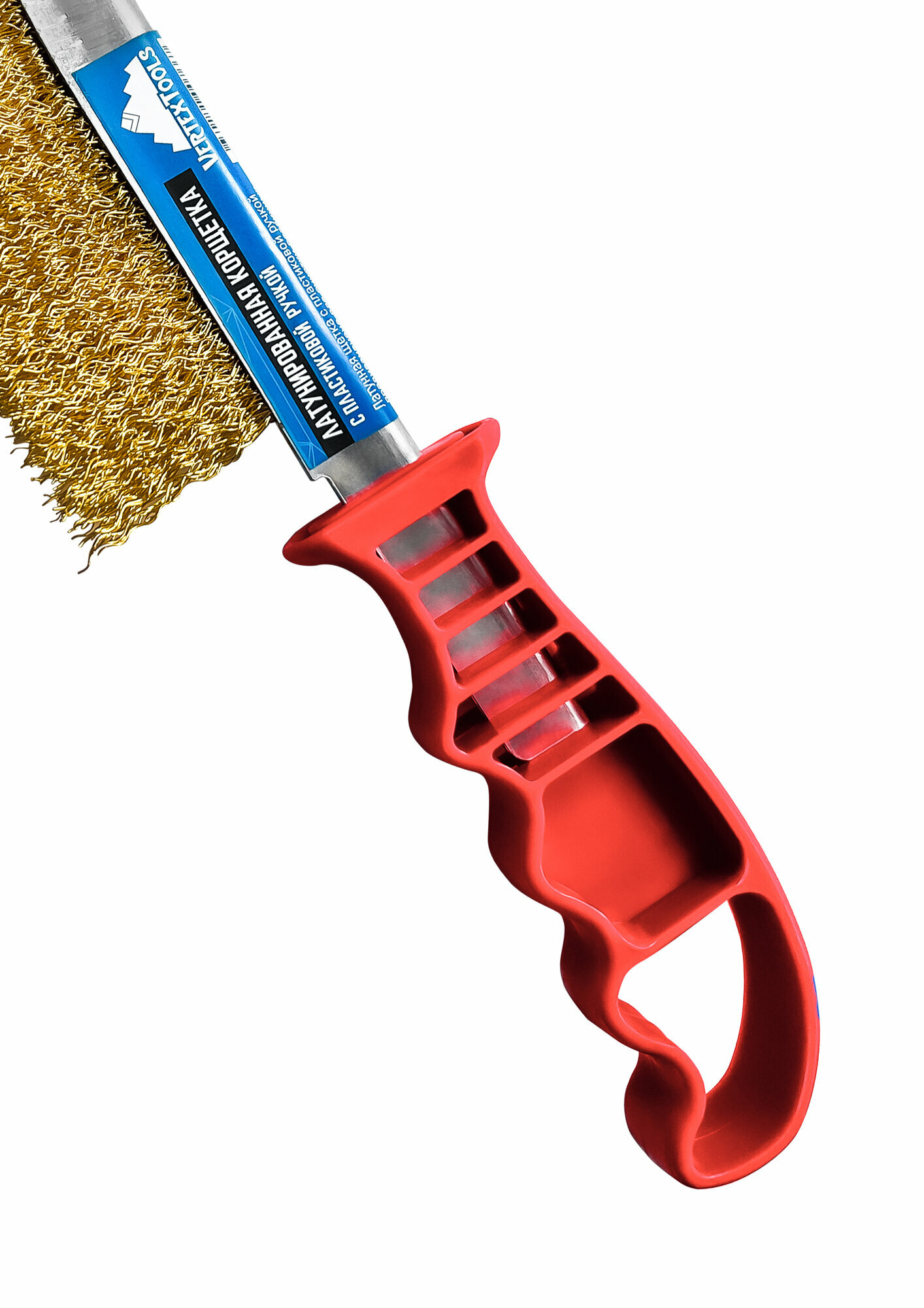 Щетка по металлу VertexTools латунь с пластиковой ручкой VertexTools — фото 1