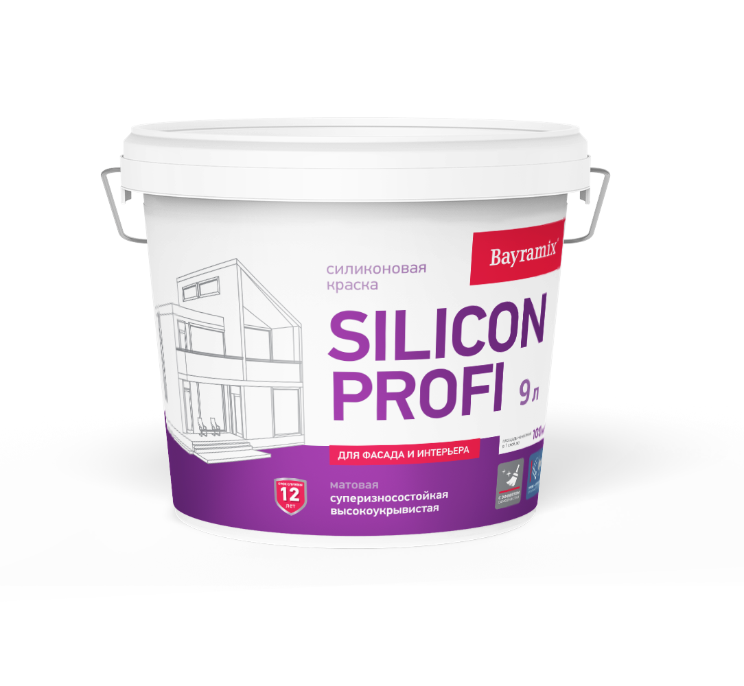 BAYRAMIX SILICON PROFI краска акриловая для фасадов с силиконовой добавкой, База А (0,9л)