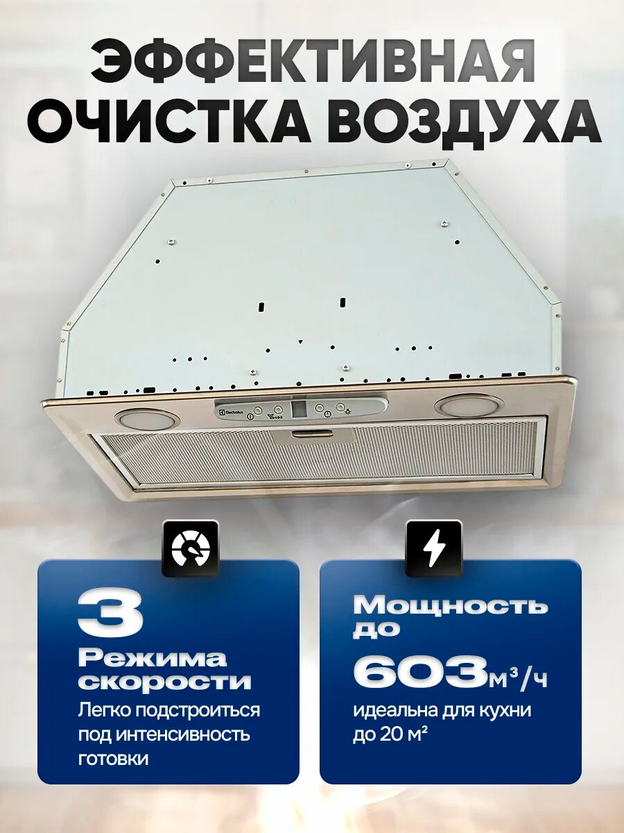 Встраиваемая вытяжка кухонная Electrolux LFG615X, 300Вт, Серая — фото 1
