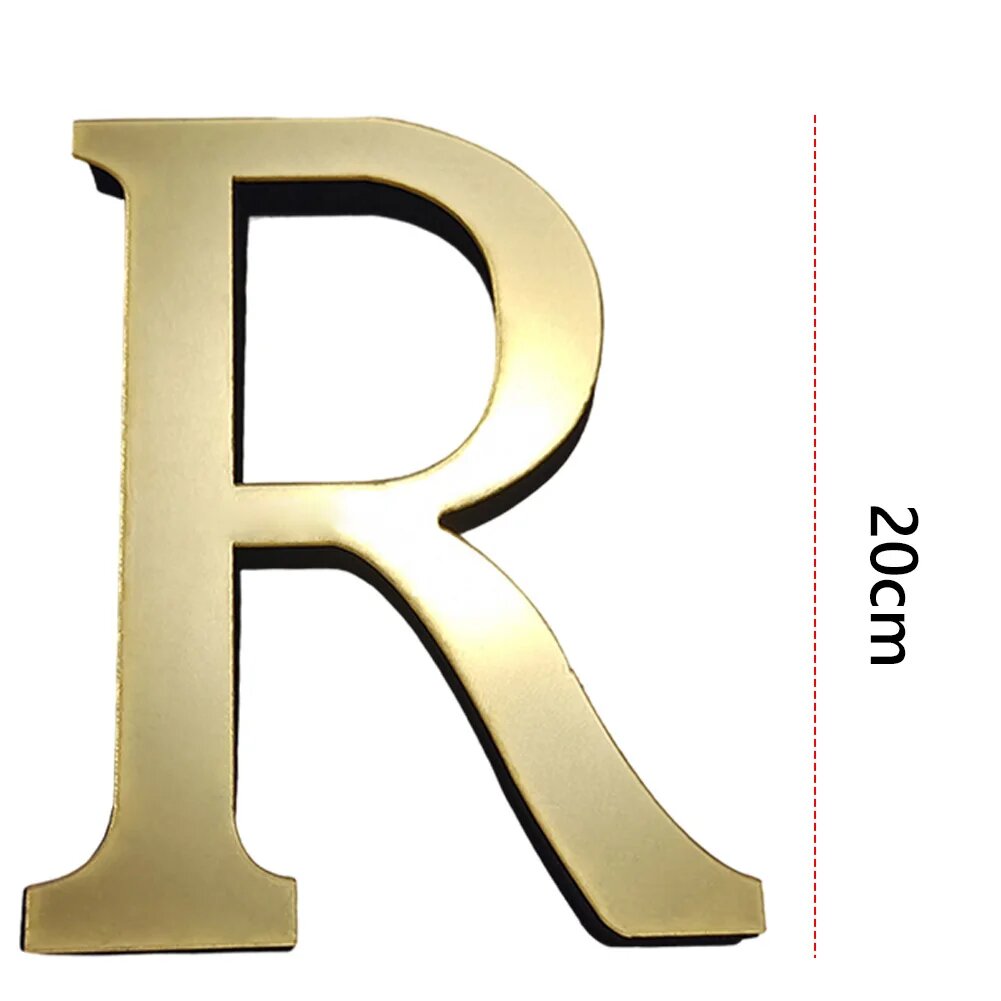 20 см 3D акриловые наклейки на стену с английскими буквами золотые самоклеящиеся наклейки на стену буквы настенные украшения для домашнего декора R