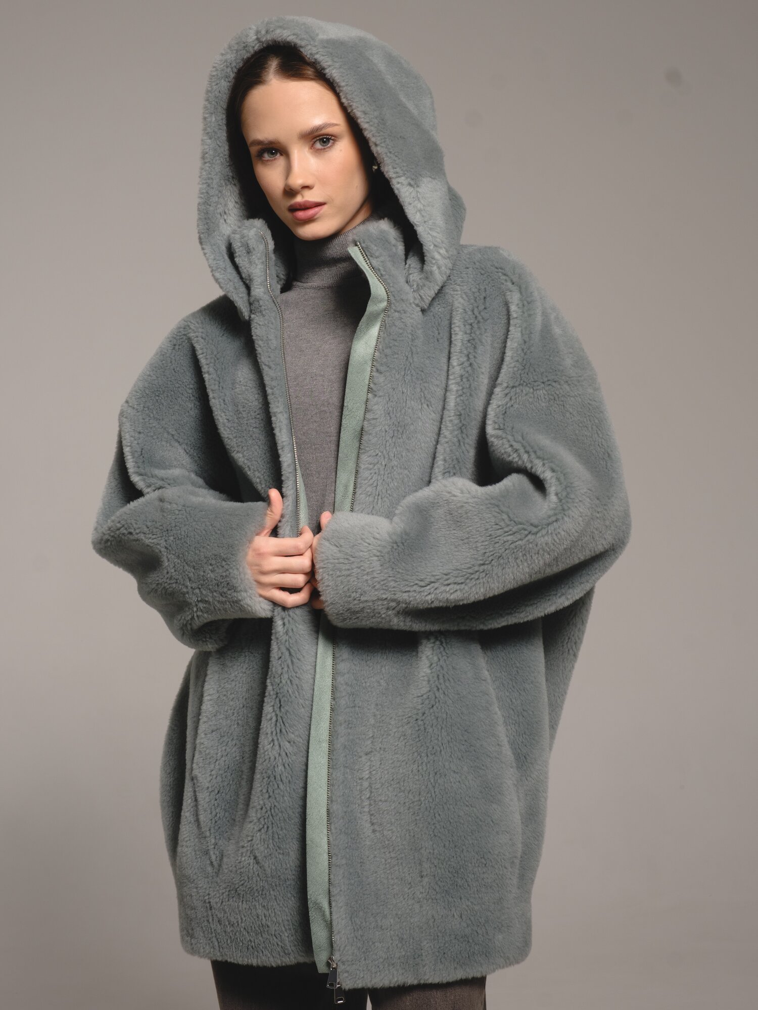 Шуба чебурашка Северина, размер 46, мята