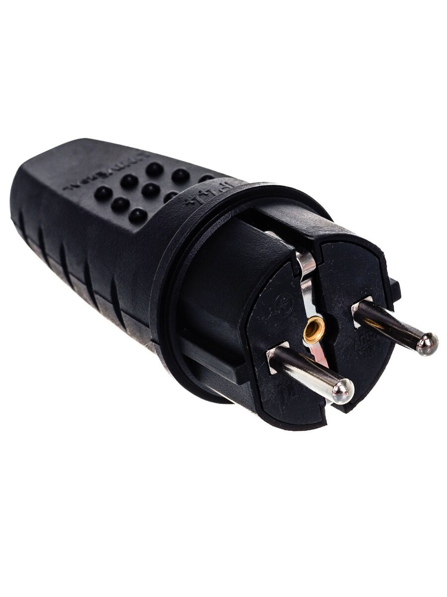 Каучуковая вилка Filum FL-PLUG-EU-IP44-BK 2P+PE 16A 250В IP44 переносная чёрная