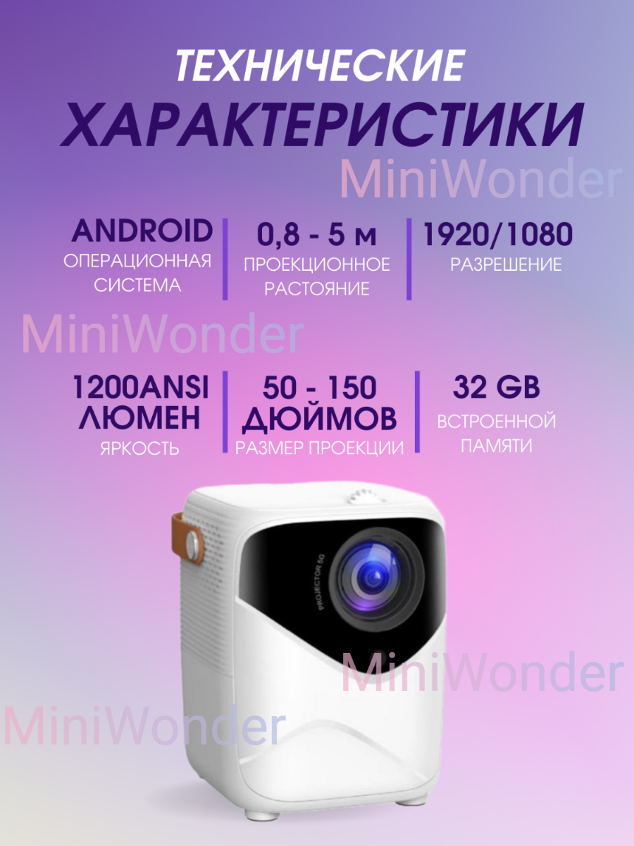 Проектор для фильмов и мультимедиа для всей семьи с HDMI Wi Fi Bluetooth — фото 1
