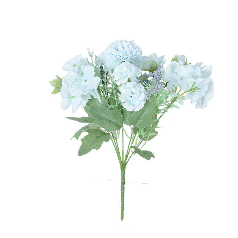 Искусственный хризanthemum смешанный букет цветов из шелка для украшения мероприятий и фотосъемки синий