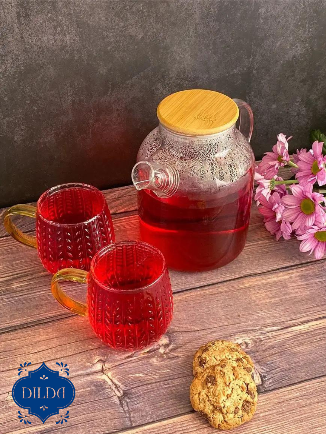 Чайник заварочный, стеклянный, с бамбуковой крышкой, для чая — фото 1