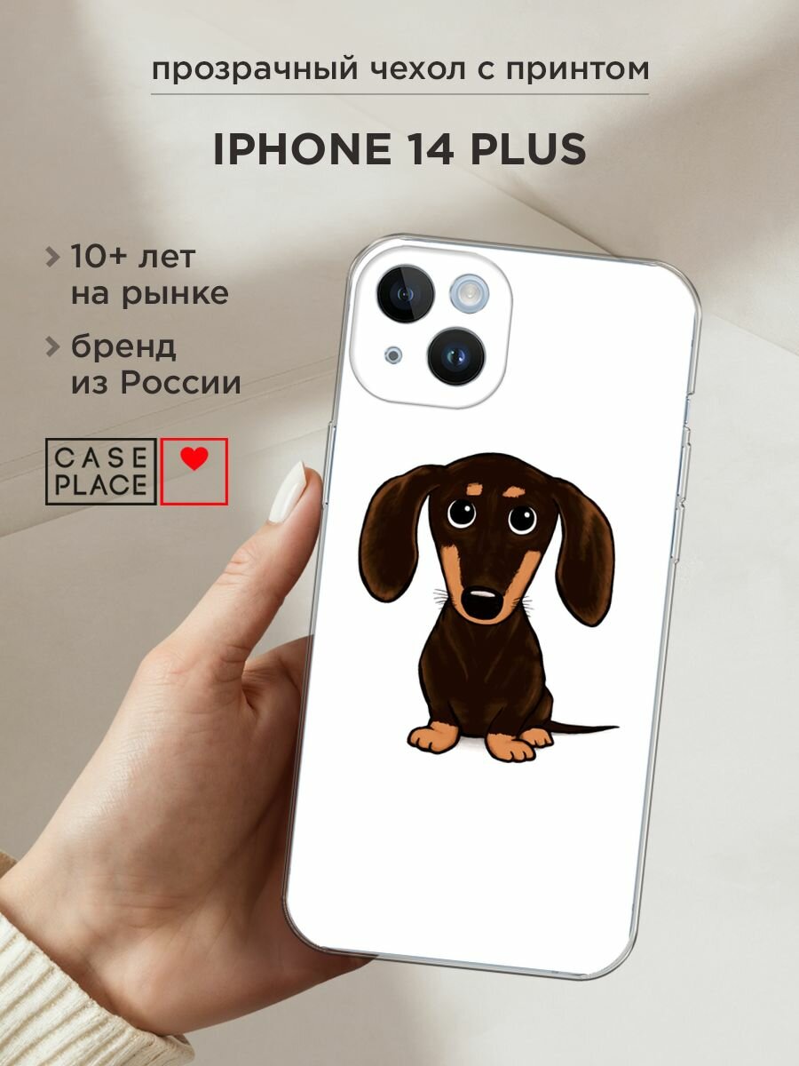 Чехол на Apple iPhone 14 Plus / Айфон 14 Плюс с принтом "Маленькая такса"
