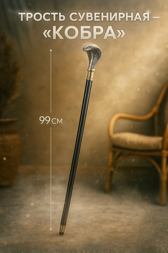 Изображение товара Трость сувенирная "Кобра" размер 99 × 7 см, из дерева шиман, цвет серебристый