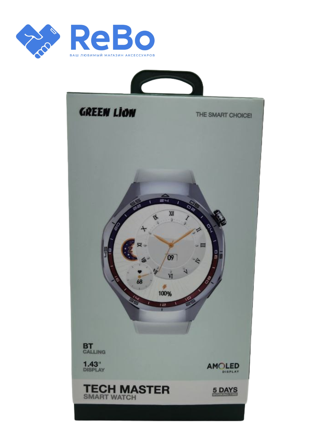 Green Lion Tech Master Smart Watch - Звонки по Bluetooth, 1.43" AMOLED Дисплей, 5 Дней Работы — фото 1