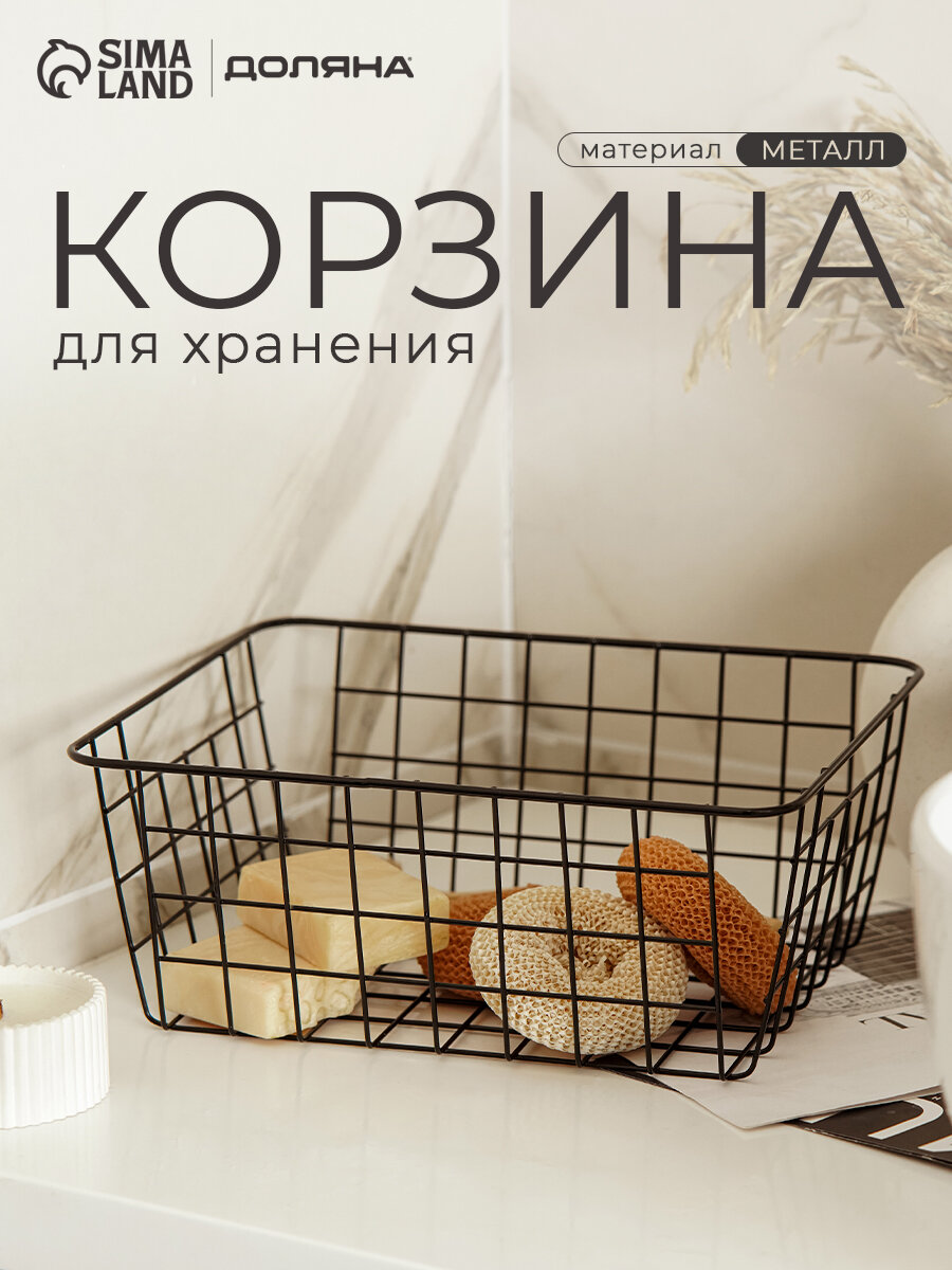 Корзина для хранения Доляна «Эрин» 28×22×11 см цвет чёрный металл