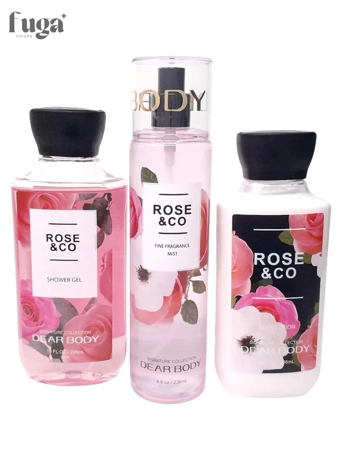 Набор по уходу за телом "Dear Body Rose & Co", гель, мист, лосьон