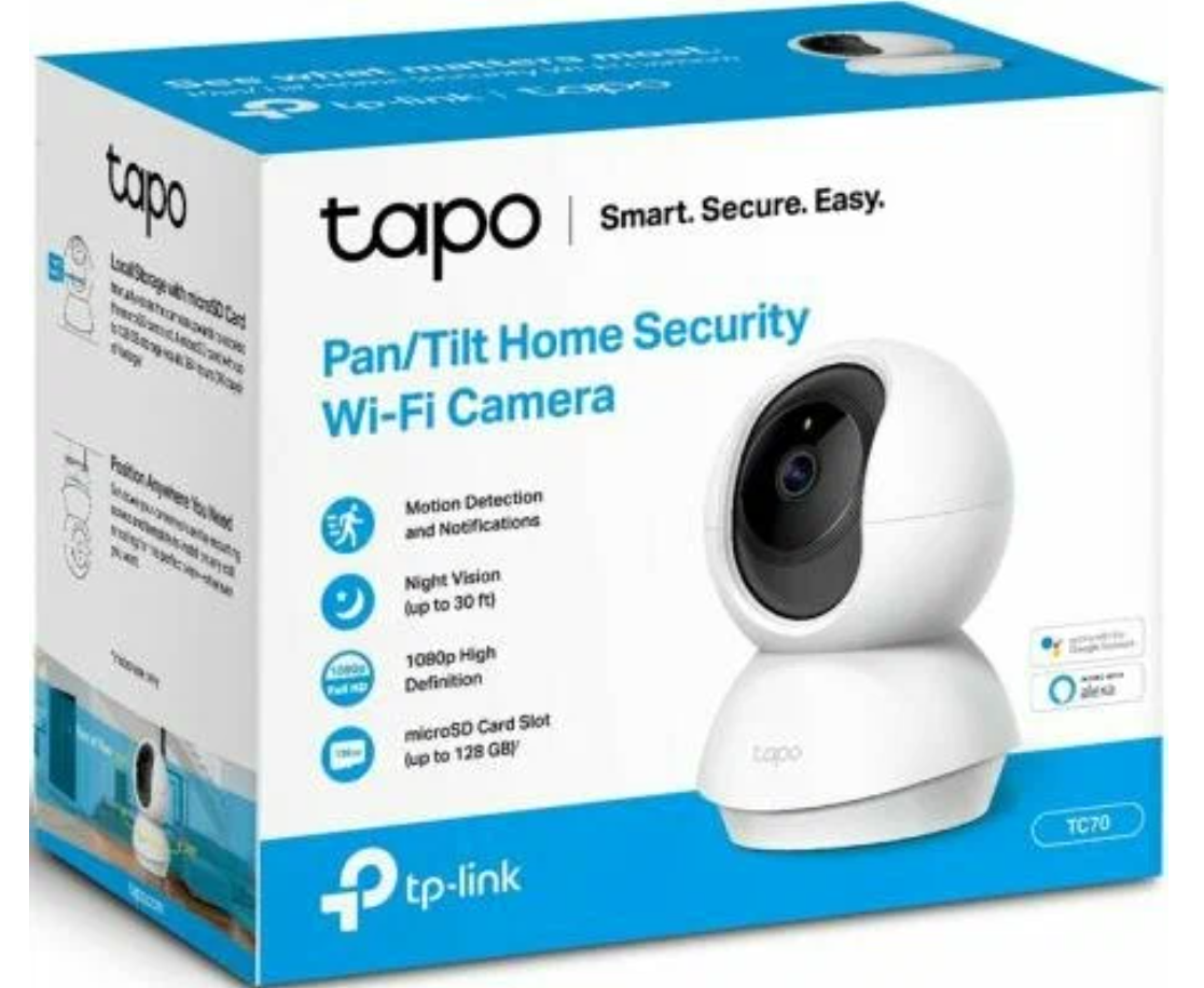 TP-Link TC70 Домашняя поворотная Wi-Fi камера, 1080p, Wi-Fi 2,4 ГГц, вращение по горизонтали на 360°