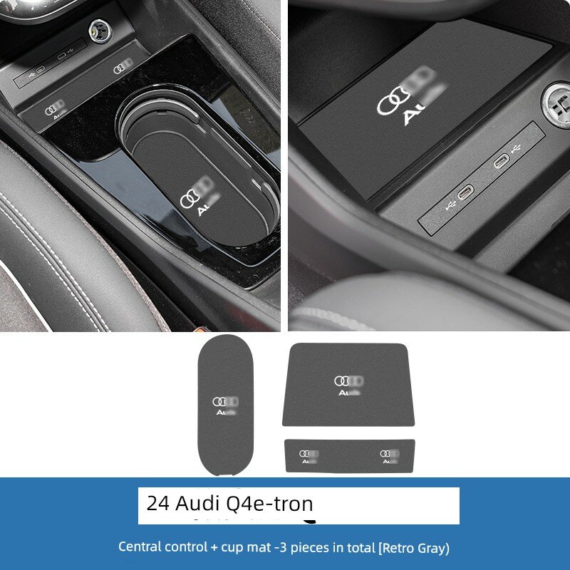 Audi Q4 e-tron 2024 интерьерная панель приборов и подставка для стакана, винтажный серый, 3 шт. автомобильные аксессуары