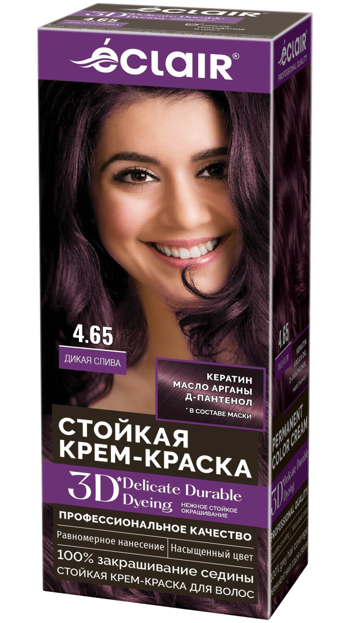 Крем-краска ECLAIR 4.65 3D "Дикая слива ", с пантенолом, 100 мл
