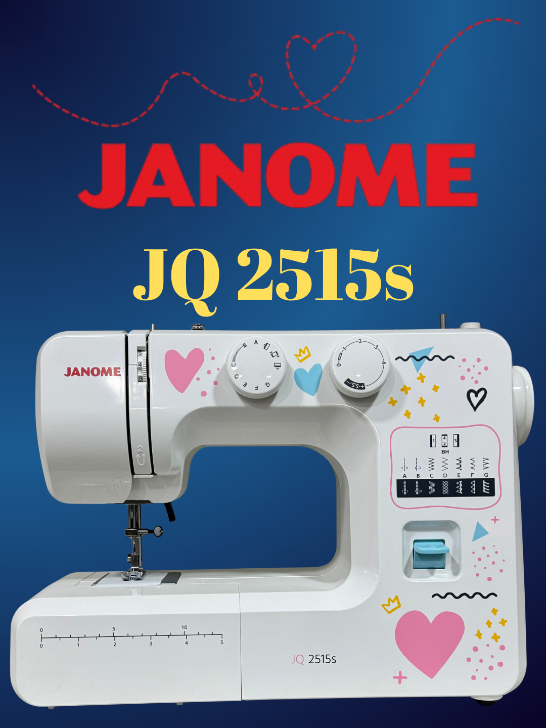 Электромеханическая швейная машина Janome JQ 2515s, декоративный корпус, зигзаг и эластичные строчки