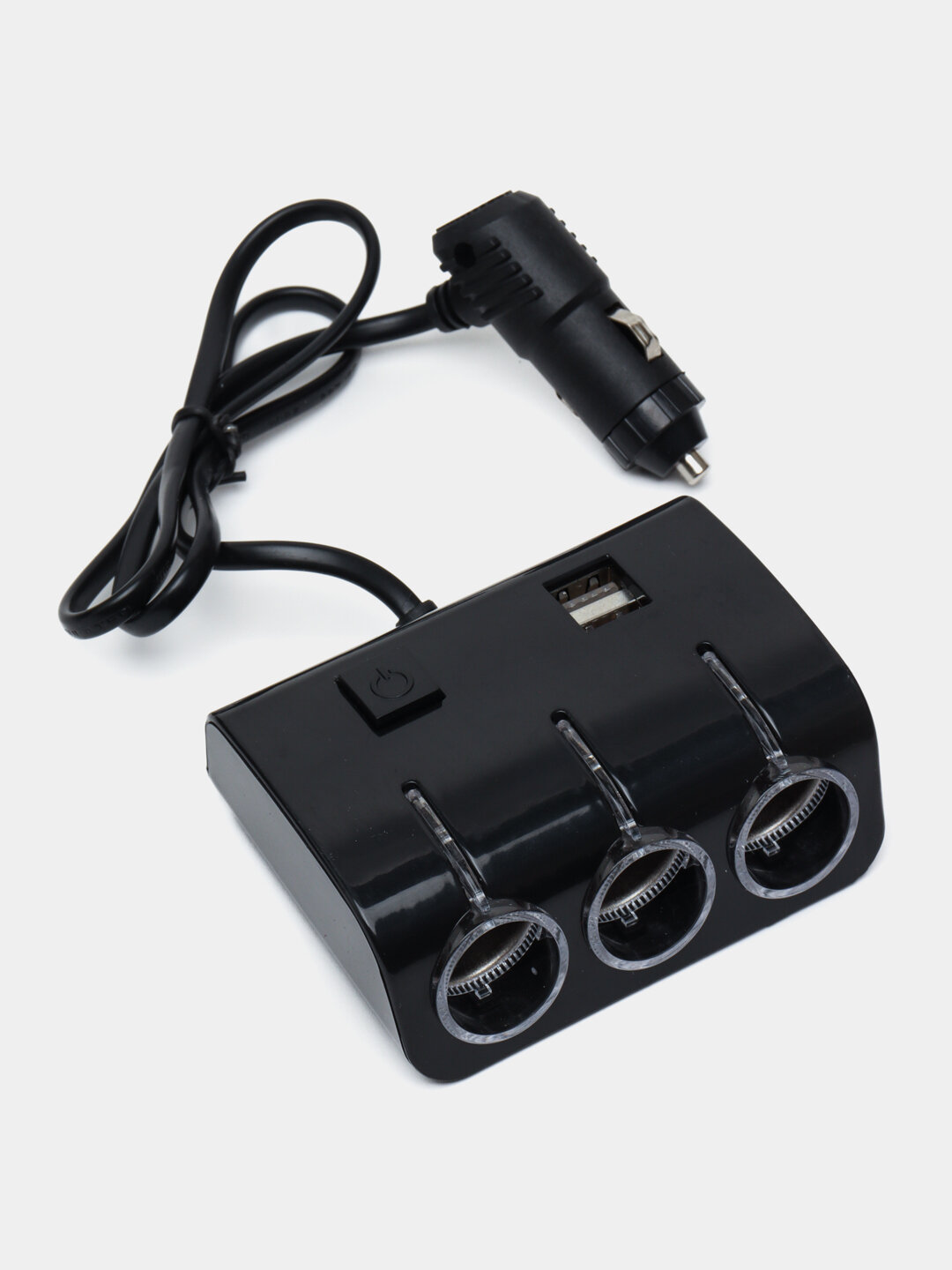 Автомобильный разветвитель (тройник), подключается к прикуривателю, 3 гнезда и 2 USB-порта