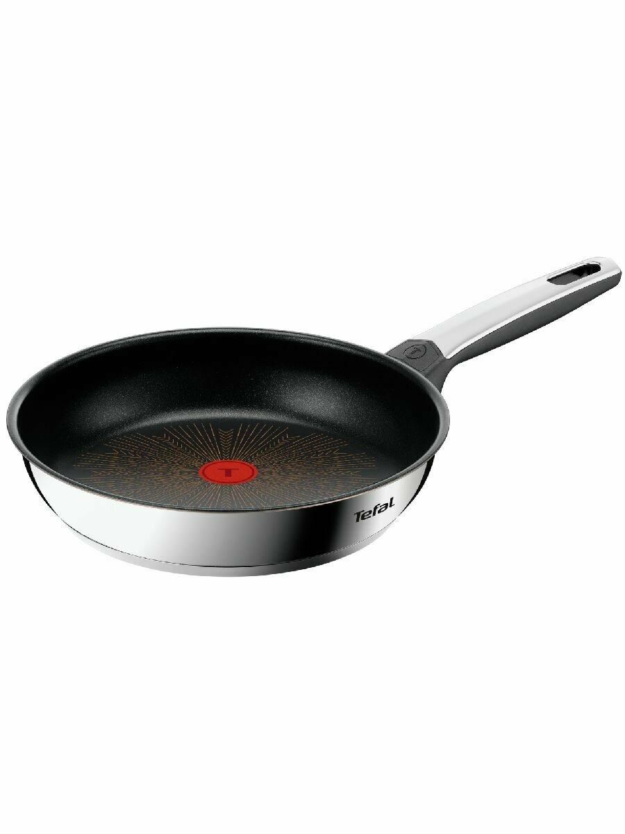Сковорода Tefal Emotion+ Flavors G7600445 24 см, премиальная нержавеющая сталь, антипригарное покрытие Extra Life, индикатор нагрева Thermo-Signal