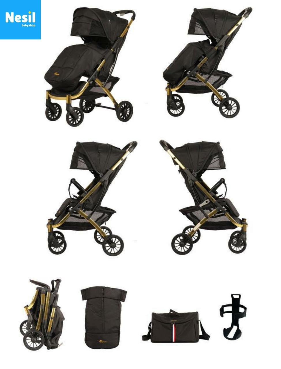 Коляска A11PRO, с пятиточечными ремнями безопасности, EVA колеса, белая — фото 1