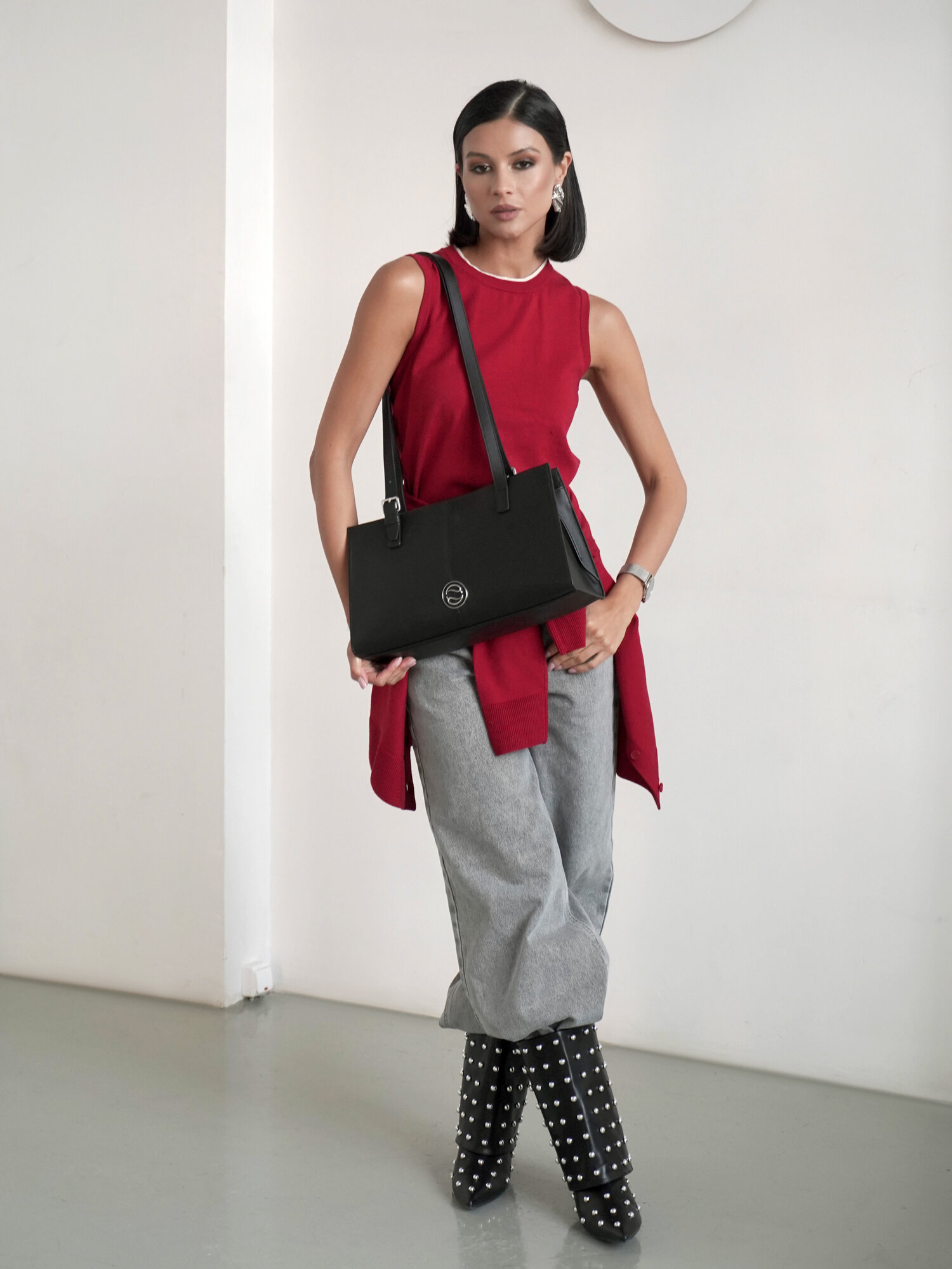 Сумка тоут Paprika Bag Italy, фактура гладкая, черный — фото 1