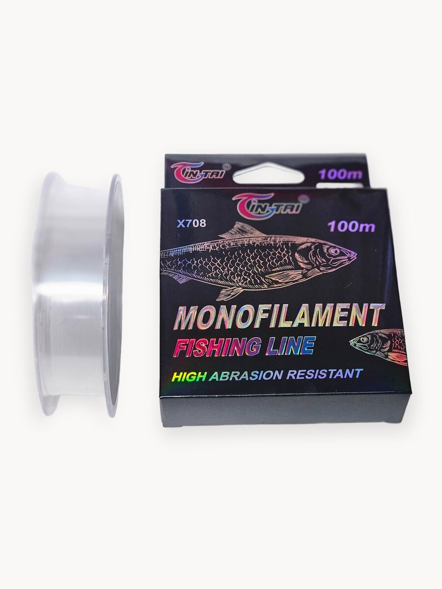 Леска монофильная для рыбалки YIN TAI Fishing line 100м 0,18 мм (8.63кг) прозрачная