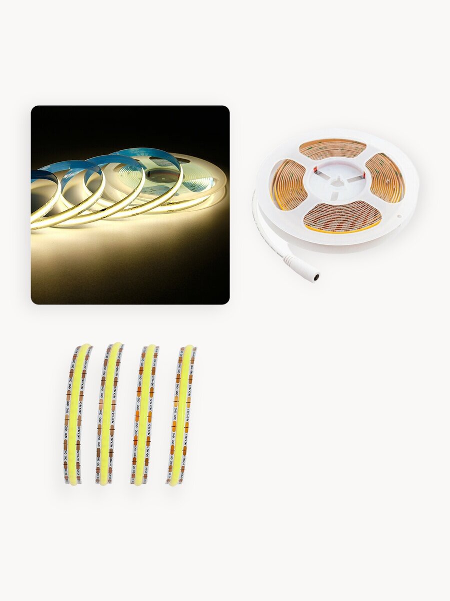 Светодиодная лента 24В, 3000К, 1200 Лм/м, 512д/м, 14Вт/м, COB, IP20, 2 метра, 195ОО