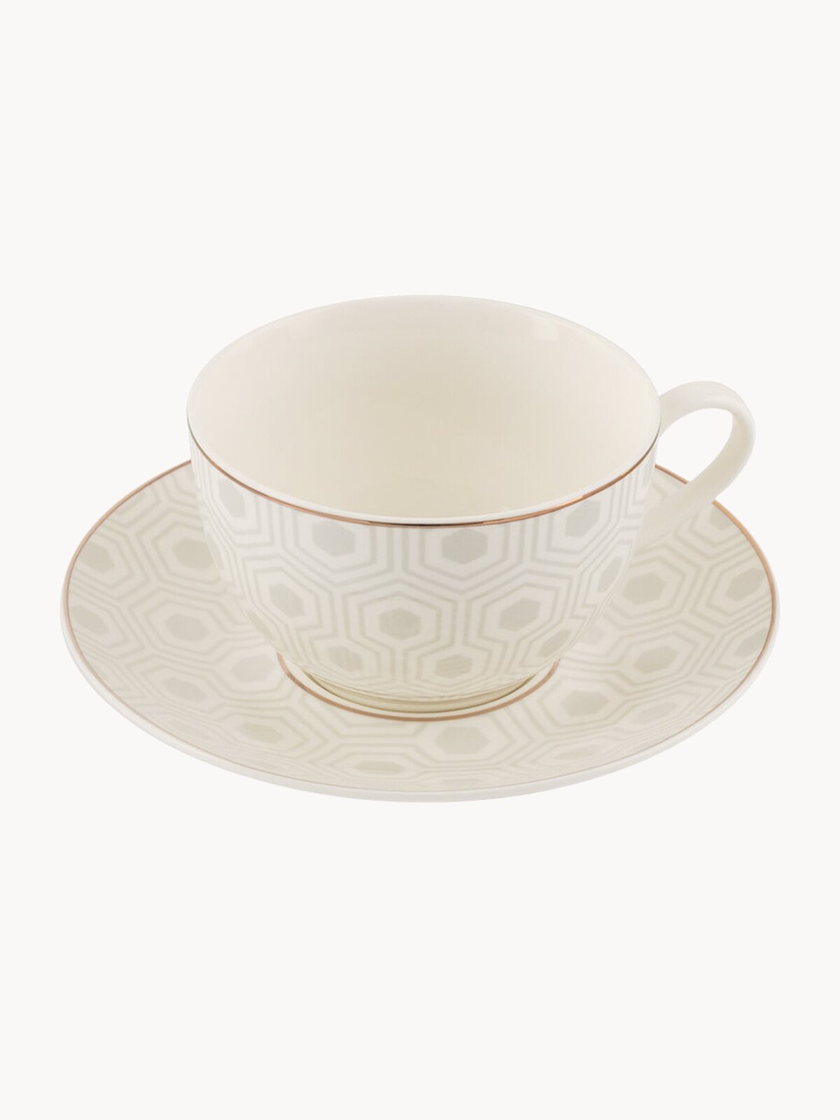 Чайная пара NADOBA, серия MARI LENA, 230 мл, чашка и блюдце, кофейная пара, фарфор, белый, подарочная упаковка