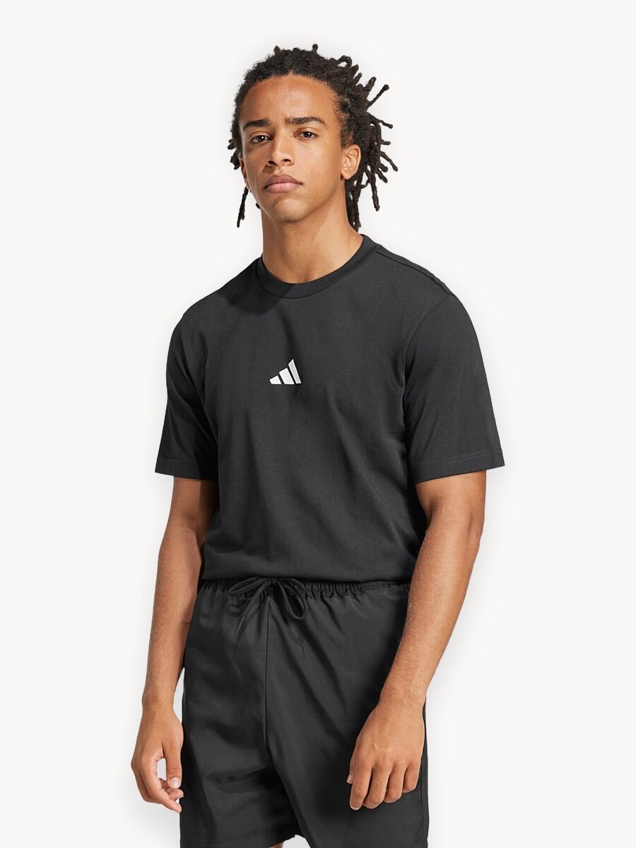 Футболка adidas Essentials Small Logo, размер S INT, черный/белый