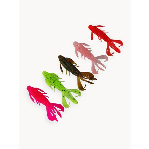 Рачки (съедобные силиконовые приманки) 60мм 50шт в боксе, набор мягкой резины для рыбалки