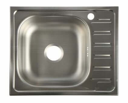 Мойка для кухни врезная 58х48 ЛЕВ нержавеющая сталь толщина стали 08 мм с сифоном