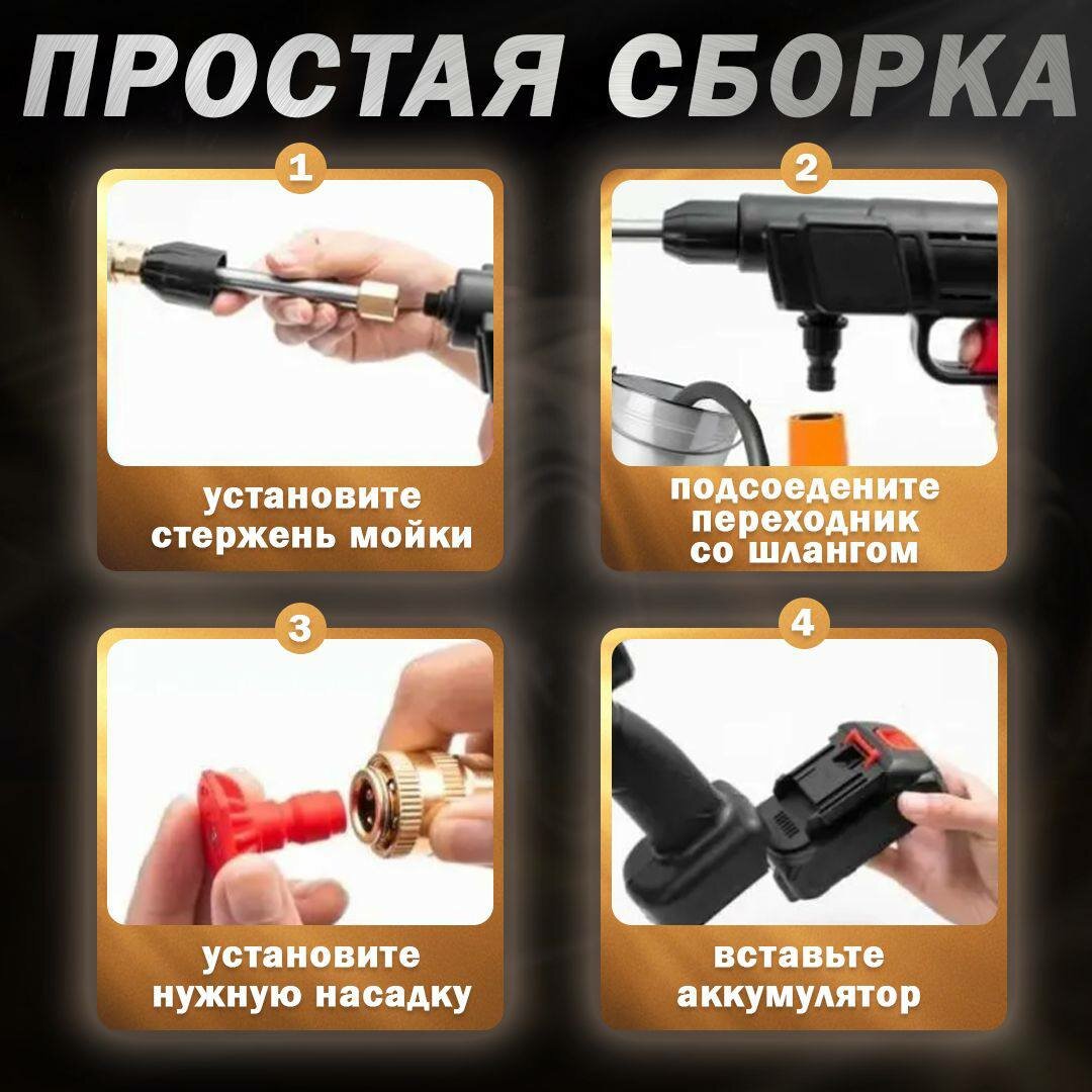 Мойка высокого давления аккумуляторная в кейсе; Портативная автомойка с двумя АКБ; Садовый опрыскиватель аккумуляторный — фото 1
