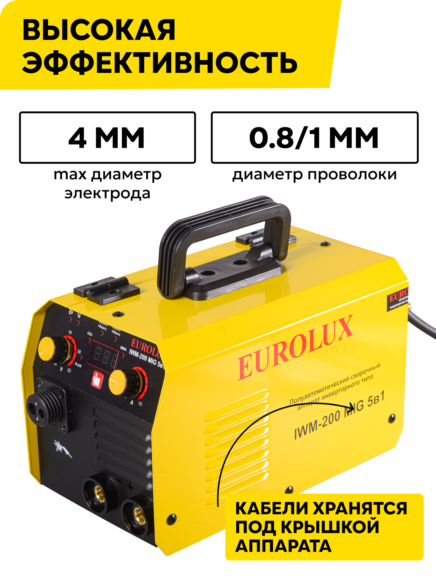 Сварочный полуавтомат IWM-200 MIG 5в1 Eurolux - фото №2